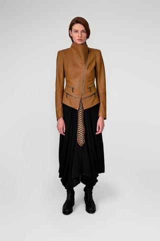 Veste en cuir d’agneau Camel