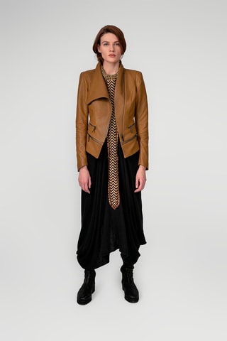 Veste en cuir d’agneau Camel