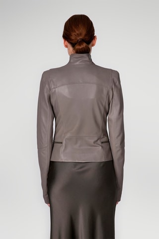 Veste en cuir d’agneau Gris