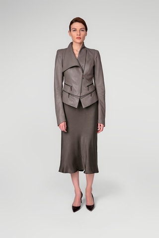 Veste en cuir d’agneau Gris