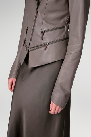 Veste en cuir d’agneau Gris