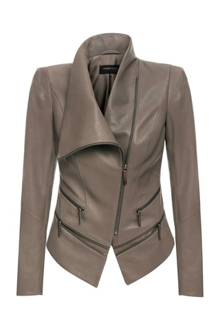 Veste en cuir d’agneau Gris