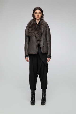 Veste en peau lainée de mouton - Marron