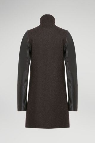 Manteau en laine et cuir d'agneau - Marron