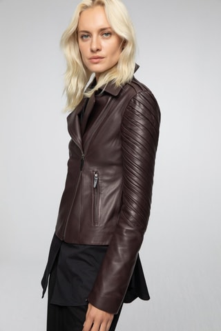 Veste en cuir d'agneau - Bordeaux