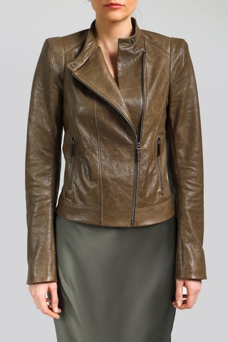 Veste en cuir d'agneau - Marron
