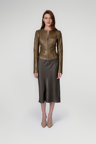 Veste en cuir d'agneau - Marron