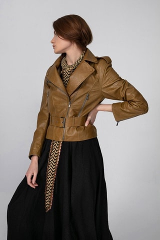 Veste en cuir d'agneau - Camel