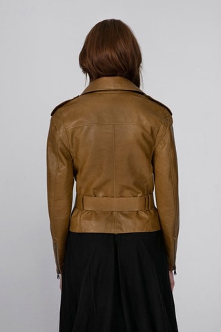 Veste en cuir d'agneau - Camel