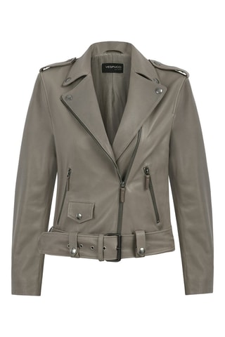 Veste en cuir d'agneau - Taupe