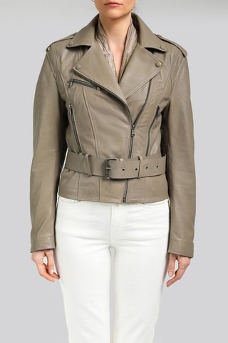 Veste en cuir d'agneau - Taupe