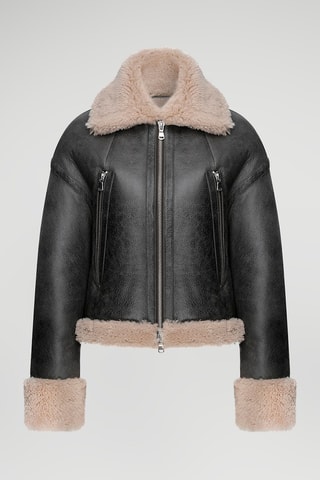 Veste en peau lainée de mouton - Noir