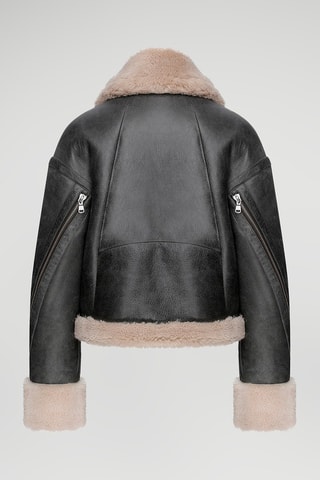 Veste en peau lainée de mouton - Noir