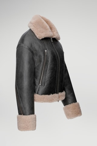 Veste en peau lainée de mouton - Noir