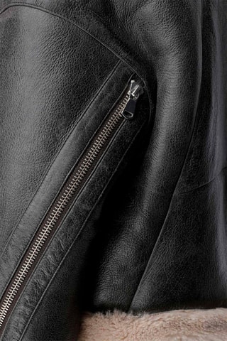 Veste en peau lainée de mouton - Noir