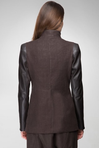 Veste en cuir d'agneau et en laine - Marron