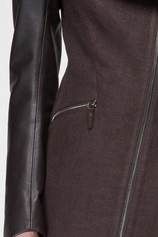 Veste en cuir d'agneau et en laine - Marron