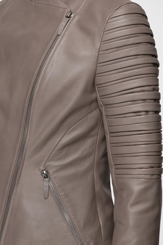 Veste en cuir d’agneau nappa - Taupe
