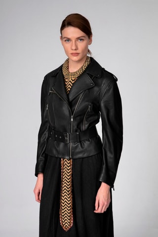 Veste en cuir d’agneau - Noir