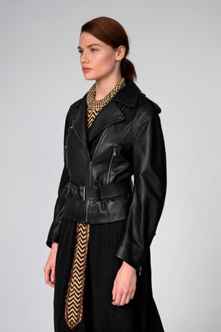 Veste en cuir d’agneau - Noir