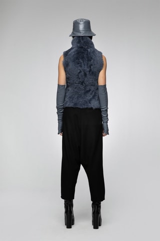 Veste sans manches en peau lainée de mouton - Indigo