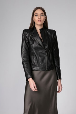 Veste en cuir d'agneau - Noir