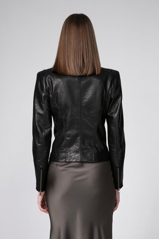 Veste en cuir d'agneau - Noir