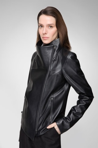Veste en cuir d'agneau - Noir
