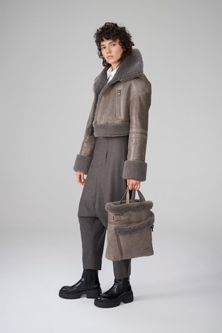 Veste en peau lainée de mouton - Gris
