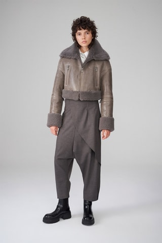 Veste en peau lainée de mouton - Gris