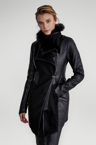 Veste en peau lainée de mouton - Noir