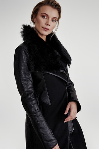 Veste en peau lainée de mouton - Noir