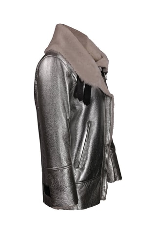 Veste en peau lainée de mouton - Argenté