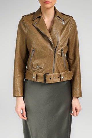 Veste en cuir d'agneau - Camel