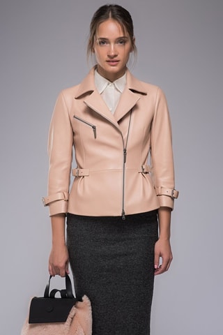 Veste en cuir d'agneau - Orange