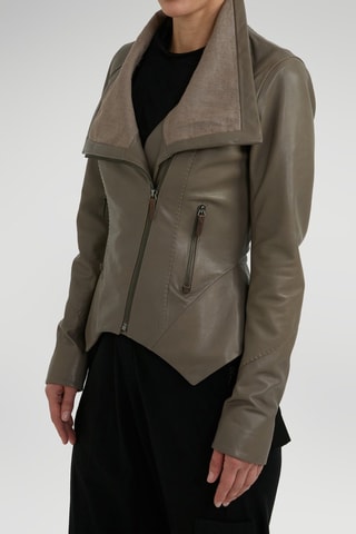 Veste en cuir d'agneau - Gris