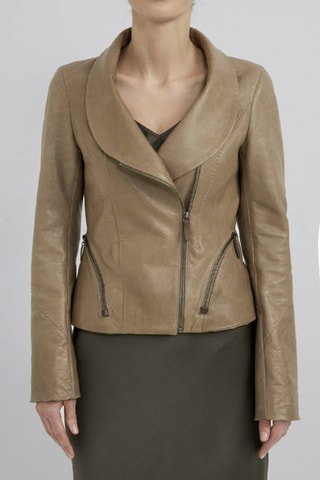 Veste en cuir d'agneau - Beige