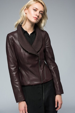 Veste en cuir d'agneau - Bordeaux