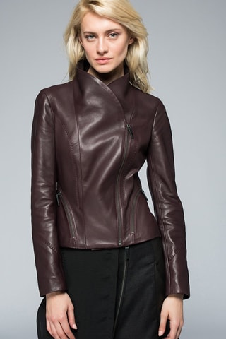 Veste en cuir d'agneau - Bordeaux