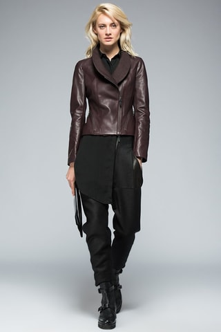 Veste en cuir d'agneau - Bordeaux