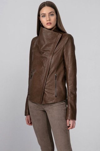 Veste en cuir d'agneau - Marron