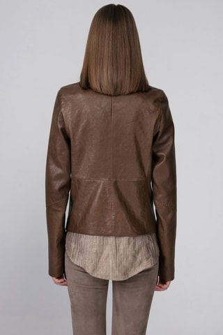 Veste en cuir d'agneau - Marron