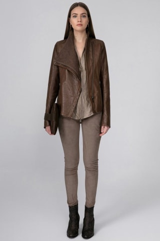 Veste en cuir d'agneau - Marron