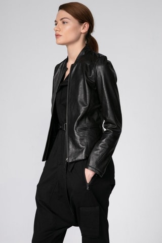 Veste en cuir d'agneau - Noir