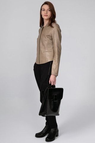 Veste en cuir d'agneau - Beige