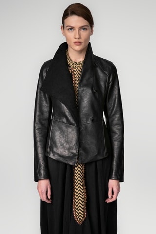 Veste en cuir d'agneau - Noir