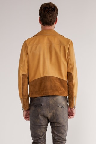 Veste en cuir d'agneau - Jaune moutarde