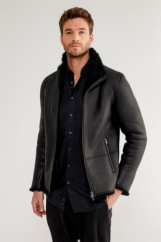 Veste en peau de mouton - Noir
