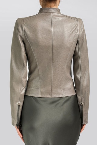 Veste en cuir d'agneau - Taupe