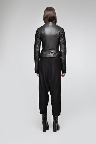 Veste en cuir d'agneau Noir
